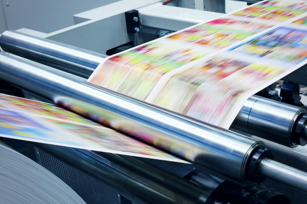 Commercial printing process producing brochures and marketing materials for business branding